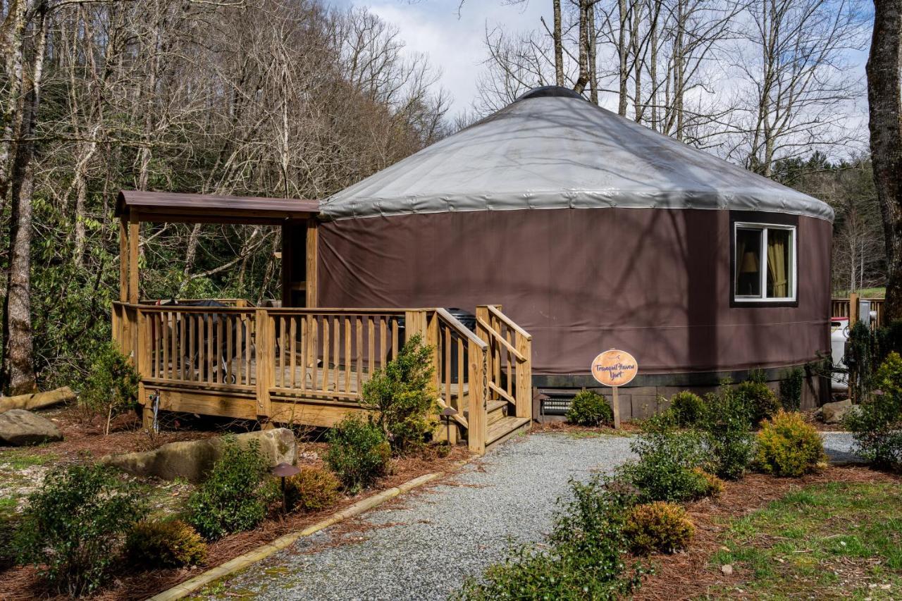 Villa Tranquil Haven Luxy Yurt - Creekside Glamping With Private Hot Tub Topton Exterior foto